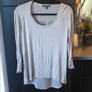 High low sheer paneled top